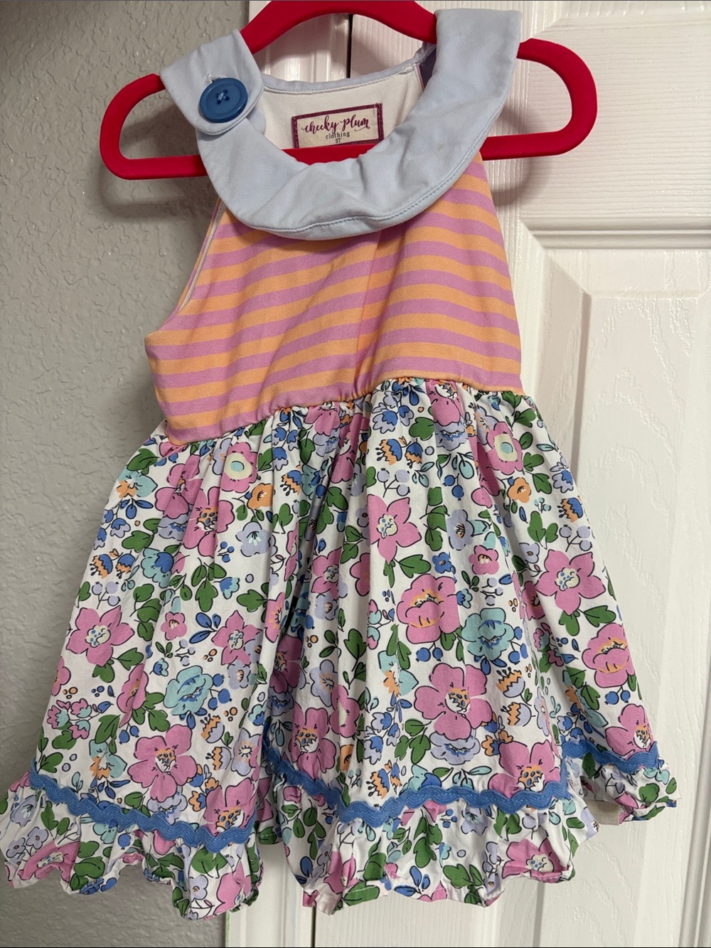 Charming Striped & Floral Sundress with Peter Pan Collar